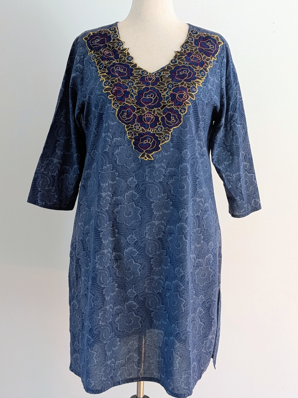 Vintage April Cornell Cotton Floral Embroidered Dress - XL